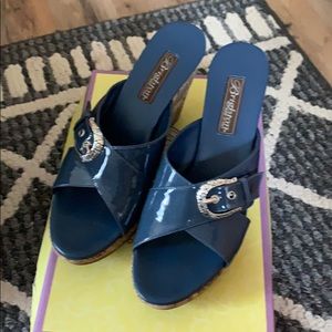 EUC Brighton Summer Indigo Wedge Sandal